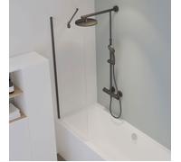 Schulte pare-baignoire, 70x140 cm, réversible, paroi de baignoire fixe, verre 5 mm, transparent, 1 volet, profilé noir Capri