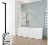 Schulte pare baignoire 80 x 140 cm blanc réversible pivotant verre 5 mm | paroi battable à 180° verre trempé