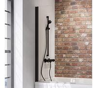 Schulte pare baignoire 80 x 140 cm noir réversible pivotant verre 5 mm | paroi rabattable à 180° verre trempé