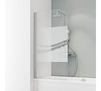 Schulte pare-baignoire 80 x 140 cm, profilé aspect chromé, montage gauche droite, 1 volet pivotant rabattable pliant 180° contre le mur, verre de sécurité 5mm sérigraphié, joint d'étanchéité