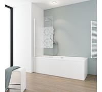 Schulte pare-baignoire 80 x 140 cm, profilé aspect chromé, montage gauche droite, 1 volet pivotant rabattable pliant 180° contre le mur, verre de sécurité 5 mm anticalcaire, joint d'étanchéité
