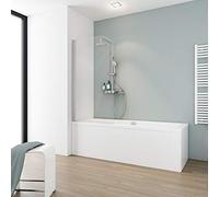 Schulte pare-baignoire 80 x 140 cm, profilé aspect chromé, montage gauche droite, 1 volet pivotant rabattable pliant 180° contre le mur, verre de sécurité 5 mm transparent, joint d'étanchéité