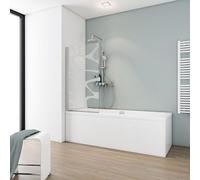 Schulte pare-baignoire 80 x 140 cm, profilé aspect chromé, montage gauche droite, 1 volet pivotant rabattable pliant 180° contre le mur, verre de sécurité 5 mm anticalcaire, joint d'étanchéité