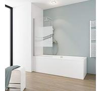 Schulte pare-baignoire 80 x 140 cm, profilé aspect chromé, montage gauche droite, écran 1 volet pivotant, 180° contre le mur, verre de sécurité 5 mm anticalcaire, sérigraphié, joint d'étanchéité