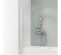 Schulte pare-baignoire, 80x140 cm, écran de baignoire pliant, rabattable, réversible, volet pivotant, verre 5 mm transparent, blanc