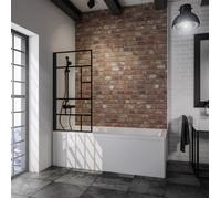 Schulte pare baignoire 80 x 140 cm, profilé noir, montage gauche droite, écran 1 volet mobile pivotant pliant 180°, verre de sécurité 5 mm décor Atelier, joint d'étanchéité