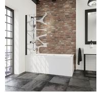 Schulte pare-baignoire, 80x140 cm, paroi de baignoire réversible, anticalcaire, volet pliant, pivotant, 5 mm décor cailloux, noir