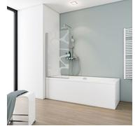 Schulte pare-baignoire, 80x140 cm, paroi de baignoire réversible, anticalcaire, volet pliant, pivotant, 5 mm décor cailloux, chromé