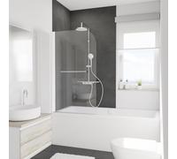Schulte pare-baignoire, 80x140cm, paroi de baignoire réversible, anticalcaire, porte-serviette, pivotant, transparent, blanc