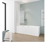 Schulte pare baignoire 80 x 140 cm, blanc, montage gauche droite, écran 1 volet mobile pivotant rabattable pliant 180° contre le mur, verre de sécurité 5 mm sérigraphié, joint d'étanchéité