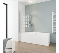 Schulte pare-baignoire, 80x140cm, paroi de baignoire réversible, pliant, rabattable, volet pivotant, décor cubic, alu-argenté