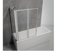 Pare-baignoire rabattable, sans percer, paroi de baignoire Schulte, écran de baignoire pivotant à coller, verre 3 mm transparent, 2 volets pliants + 1 paroi latérale, profilé alu-argenté, 87 x 70 x 120 cm