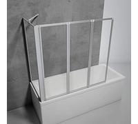 Schulte pare-baignoire à coller 127 x 121 cm et paroi angle 75 cm, alu-argenté, fixation sans percer, 3 volets (47+40+40) pivotants rabattables, verre de sécurité 3 mm, joint d'étanchéité (2 colis!)