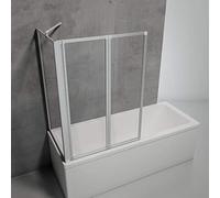 Schulte pare-baignoire à coller 87 x 121 cm et paroi angle 75 cm, alu-argenté, fixation sans percer, 2 volets (48+41) pivotants rabattables, verre de sécurité 3 mm, joint d'étanchéité (2 colis!)