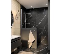 Schulte pare-baignoire l.100 x h.120 cm, alu-argenté, volet fixe, barre 120 cm incluse, pare-muret fixe réversible, verre de sécurité 5 mm transparent antical, joint d'étanchéité
