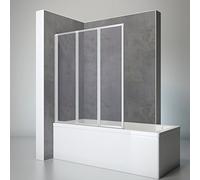 Schulte pare baignoire l.127 x 140 alu-argenté, 3 volets, réversible, 3mm