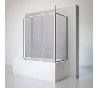 Schulte pare baignoire l.129 x 140 cm et paroi latérale 70 cm,alu-argenté, 3 volets (48+40+41), paroi de baignoire mobile rabattable, verre synthétique acrylique 3mm, joint d'étanchéité