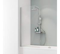 Schulte pare baignoire MESURE À PERSONALISER l.35-90 x h.100-160 cm, aspect chromé, 1 volet, écran réversible 180° le mur, verre de sécurité 5 mm transparent, joint d'étanchéité