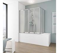 Schulte paroi-baignoire 2 x 104 x 140 cm, 2 x 3 volets (38+33+33) à 140 cm pivotants, profilé alu-argenté, verre de sécurité 3 mm transparent, joint d'étanchéité