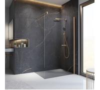 Schulte paroi de douche à l'italienne, 120x200 cm, réversible, paroi fixe, anticalcaire, verre 6 mm, transparent, profilé cuivre