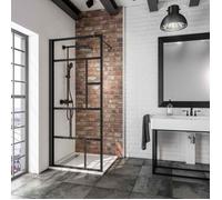 Schulte paroi de douche fixe à l’italienne 90 x 200 cm, barre 122 cm incluse, profilé noir, montage gauche droite, verre de sécurité 6 mm anticalcaire, plage de réglage 88.0-90.5