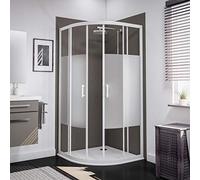 Schulte paroi de douche accès d’angle arrondie, 90 x 90 x 190 cm, avec portes coulissantes, 4 portes, encadré, profilé blanc, verre de sécurité 5 mm décor décent, plage de réglage 88.5-91.0 cm