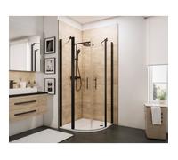 Schulte paroi de douche accès d'angle arrondi, 90x90x192 cm, portes battantes, anticalcaire, verre 5 mm, transparent, noir