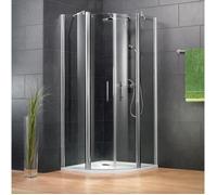 Schulte paroi de douche accès d'angle arrondi, 90x90x192 cm, portes battantes, verre 5 mm, transparent, anticalcaire, aspect chromé
