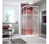 Schulte paroi de douche accès d'angle droit, 75-90x75-90x180 cm, portes de douche coulissantes, verre 4 mm, profilés blanc