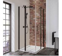 Schulte paroi de douche accès d'angle droit 80x80x192 cm portes de douche battantes verre 5 mm transparent noir Style 2.0