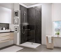 Schulte paroi de douche fixe à l’italienne 100 x 190 cm, aspect chromé, barre 122 cm incluse, montage gauche droite, verre de sécurité 5 mm transparent, plage de réglage 98.2-100.0