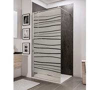 Schulte paroi de douche fixe à l’italienne 100 x 190 cm, barre 122 cm incluse, profilé aspect chromé, verre de sécurité antical 5 mm, décor Mistral, plage de réglage 96.7-100.00
