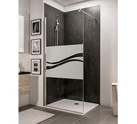 Schulte paroi de douche fixe à l’italienne 120 x 190 cm, barre 122 cm incluse, profilé aspect chromé, verre de sécurité antical 6 mm, décor Liane, plage de réglage 116.7-120.0