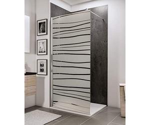 Schulte paroi de douche fixe à l’italienne 120 x 190 cm, barre 122 cm incluse, profilé aspect chromé, verre de sécurité antical 6 mm, décor Mistral, plage de réglage 116.7-120.0