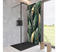 Schulte paroi de douche fixe à l’italienne 140 x 200 cm, noir mat, barre 122 cm de stabilisation recoupable, verre de sécurité 6 mm transparent antical, montage gauche droite, réglage 138.8-140.0