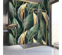 Schulte paroi de douche fixe à l’italienne 140 x 200 cm, profilé or, barre 122 cm de stabilisation recoupable, verre de sécurité 6 mm transparent antical, montage gauche droite, réglage 138.8-140.0