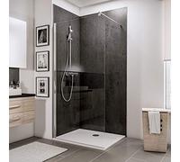 Schulte paroi de douche fixe à l’italienne 80 x 190 cm, barre 122 cm incluse, profilé aspect chromé, verre de sécurité transparent antical 5 mm, plage de réglage 76.7-80.0