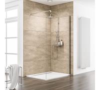 Schulte paroi de douche fixe à l'italienne 90 x 200 cm, profilé aspect chromé, montage gauche droite, verre de sécurité transparent 8 mm, plage de réglage 88.5-90.5 cm sur receveur