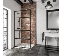 Schulte paroi douche italienne 100x200 noir barre 122 cm réversible, 6 mm