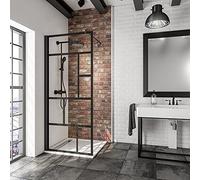 Schulte paroi de douche fixe à l’italienne 90 x 200 cm, barre 122 cm incluse, profilé noir, montage gauche droite, verre de sécurité 6 mm anticalcaire, plage de réglage 88.0-90.5