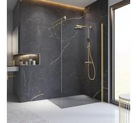 Schulte paroi douche italienne 90x200 or mat barre 122 cm réversible
