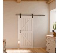 Schulte porte coulissante en bois, 77x206cm, porte intérieure pleine, porte de grange, chêne, oak blanc, système ouvert noir