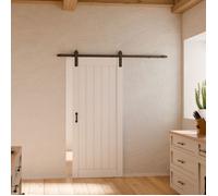 Schulte porte coulissante en bois, 90x215cm, porte intérieure pleine, porte de grange, blanc, système ouvert noir