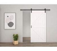 Schulte porte coulissante en bois, 90x215cm, porte intérieure pleine, porte de grange, chêne, oak blanc, système ouvert noir