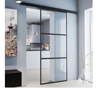 Schulte porte coulissante en verre, 75x203cm, porte vitrée intérieure, verrière, décor industriel noir double amortisseur softclose