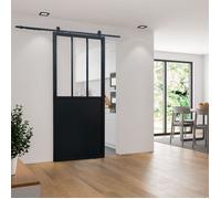 Schulte porte coulissante en verre, 77x206cm, porte coulissante intérieure, porte vitrée, porte verrière, décor industriel, noir