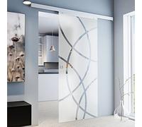 Schulte porte coulissante en verre, 88x203cm, porte coulissante intérieur, porte vitrée, décor cercles - poignée carrée