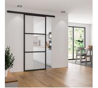 Schulte porte coulissante en verre, 88x203cm, porte intérieure, porte vitrée, décor industriel noir-double amortisseur softclose
