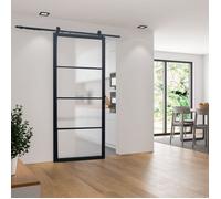 Schulte porte coulissante en verre, 90x215cm, porte coulissante intérieure, porte vitrée, noir, système ouvert-double softclose