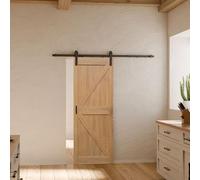Schulte porte coulissante en bois, 77x206 cm, porte intérieure pleine, porte de grange oak, chêne, système ouvert noir